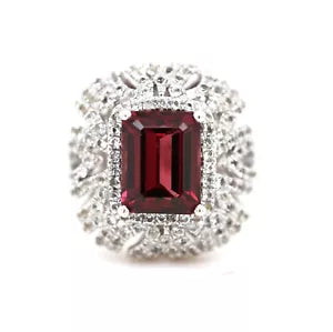 Ring-Wine Garnet - White Topaz Ring