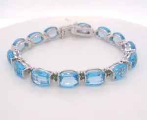 Bracelet-Blue Topaz- Chrome Diopside Bracelet
