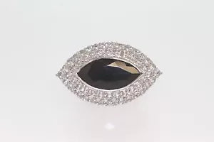 Ring-925 Black Spinel & White Topaz Ring -14DOT55 cts