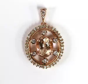 Pendant-Morganite - White Sapphire - Rose Gold Plated Pendant