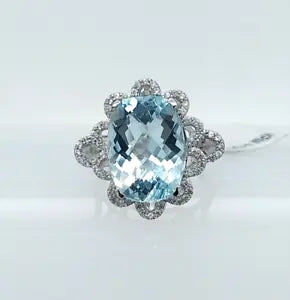 Ring-Aquamarine- White Sapphire Ring