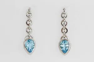 Earring-925 Sterling Silver Blue Topaz w - White Topaz Earring - 5DOT96 cts