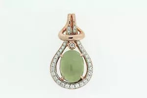Pendant-925 Rose Vermeil Prehnite - White Topaz Pendant -6DOT40 cts