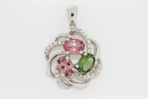 Pendant-925 Multicolor Tourmaline - White Topaz Pendant - 2DOT70 cts