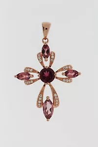 Pendant-925 Rose Vermeil Tourmaline - White Topaz Pendant -2DOT35 cts