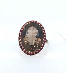 Ring-Smoky Quartz- Ruby Ring
