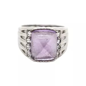 Ring-DOT925 sterling Silver - Amethyst - White Topaz Ring DOT