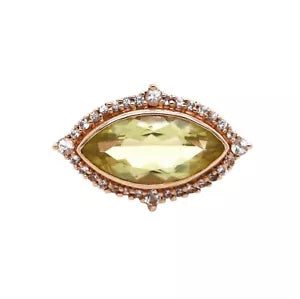 Ring-925 Rose Vermeil - Lemon Quartz - White Topaz Ring DOT